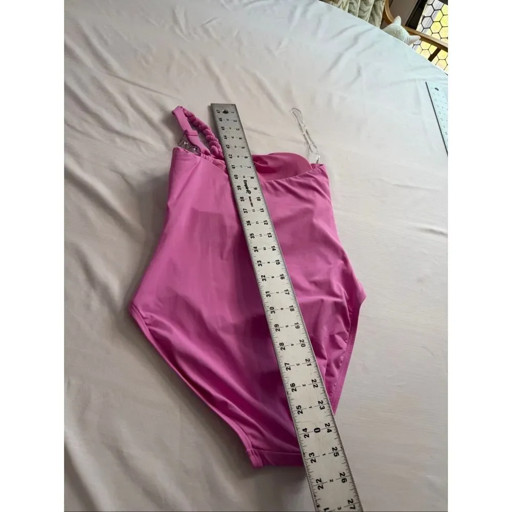 Contours By CoCo Reef Pink One Shoulder One Piece Swimsuit Size 8/32C - Picture 5 of 7